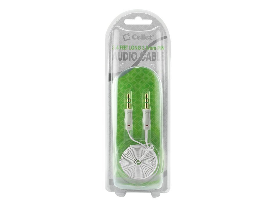 3.4 FT Audio Cable for Apple and Android Smartphones/Tablets/MP3 Players &ndash; Tangle Free Flat Wire - 3.5mm Gold... N6