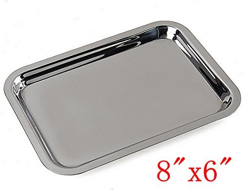 Stainless Steel Square Cookies Pan Baking Sheet Plate Tray 8"x 6"inch K0260-4 N2