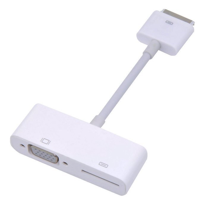 GooDGo iPad Connector to VGA Adapter Converter Cable for iPhone 4 4S iPad 2 3 with Built-in Charger N5