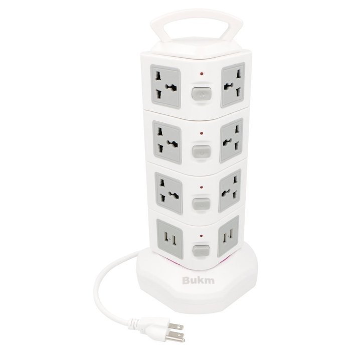USB Power Strip, Bukm 14-Outlet Surge Protector, 4-Port USB Travel Charger Charging Station with 6.5 Feet Cord... N12