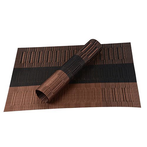 Set of 4 PVC Bamboo Plastic Placemats for Dining Table Runner Linens place mat in Kitchen Accessories Cup Wine... N2