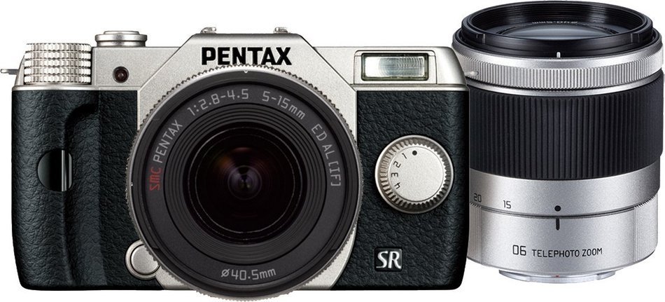 PENTAX digital SLR camera Q10 double zoom Kit silver Q10 WZOOMKIT SILVER [International Version, No Warranty]