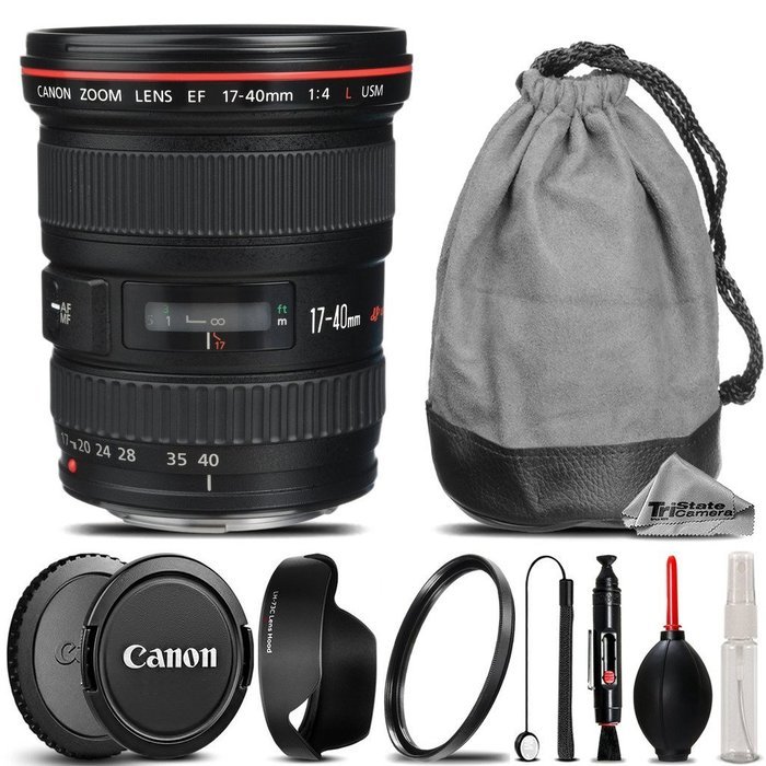 Canon EF 17-40mm f/4L USM Lens + UV Filter + Lens Cap Holder + Cleaning Brush + Air Cleaner + Cleaning Kit - International...