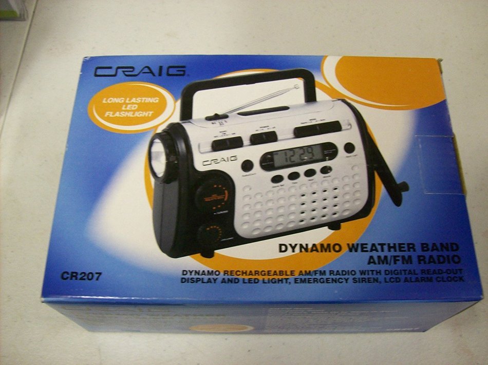 Craig Dynamo Weather Band AM/FM Radio w/ LED Flashlight - Model CR207