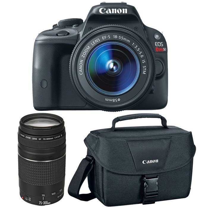Canon EOS Rebel SL1 Digital SLR Camera & EF-S 18-55mm IS STM & 75-300mm III Lens with 32GB Card + Case + Battery... N2