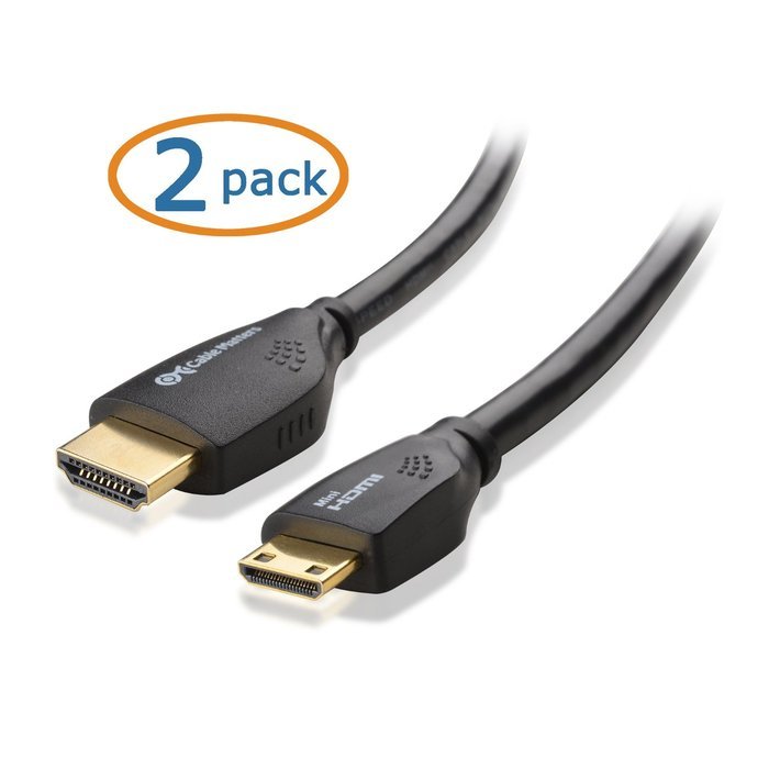 Cable Matters (2 Pack) High Speed Mini-HDMI (Type C) to HDMI (Type A) Cable 3D & 4K Resolution Ready with Ethernet... N10