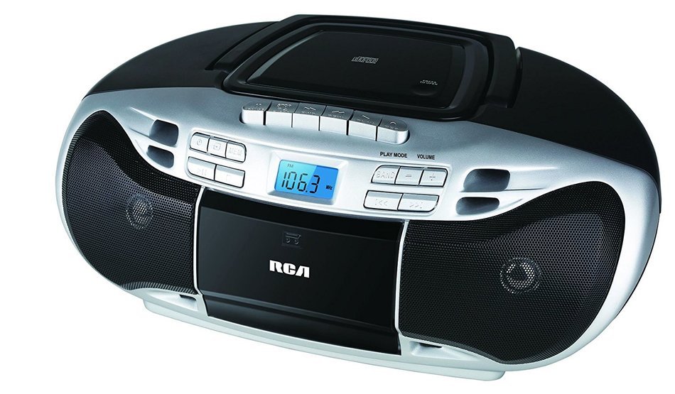 RCA RCD378D CD Boombox with Cassette and AM/FM Radio, Black