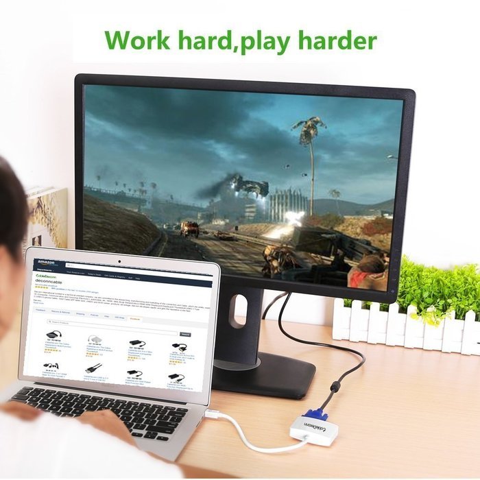 Mini DP to HDMI VGA Adapter,CableDeconn Multi-Function Mini DisplayPort (Compatible Thunderbolt) to HDMI VGA Converter... N6