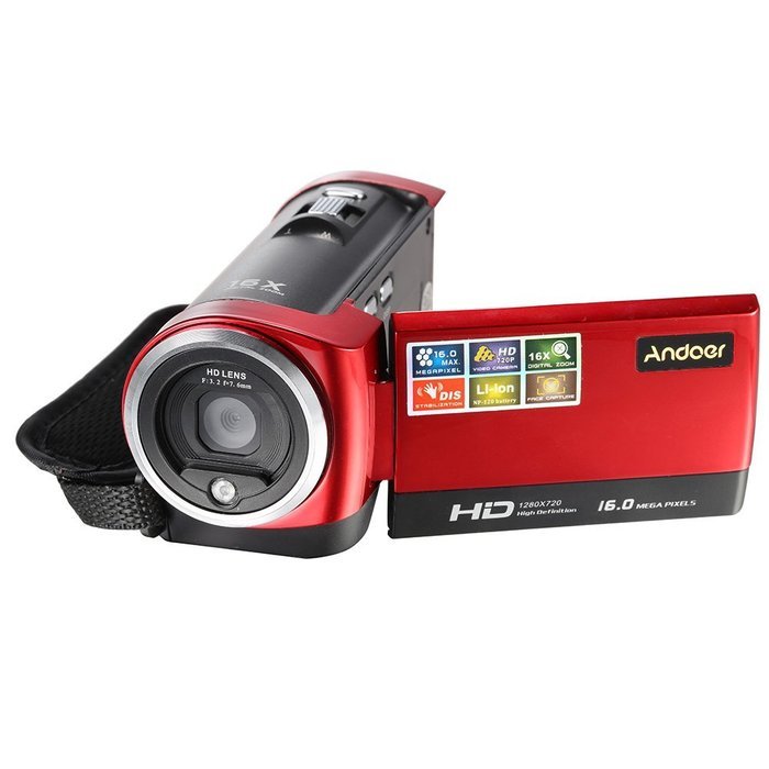 Andoer HDV-107 Digital Video Camcorder Camera HD 720P 16MP DVR 2.7'' TFT LCD Screen 16x ZOOM N10