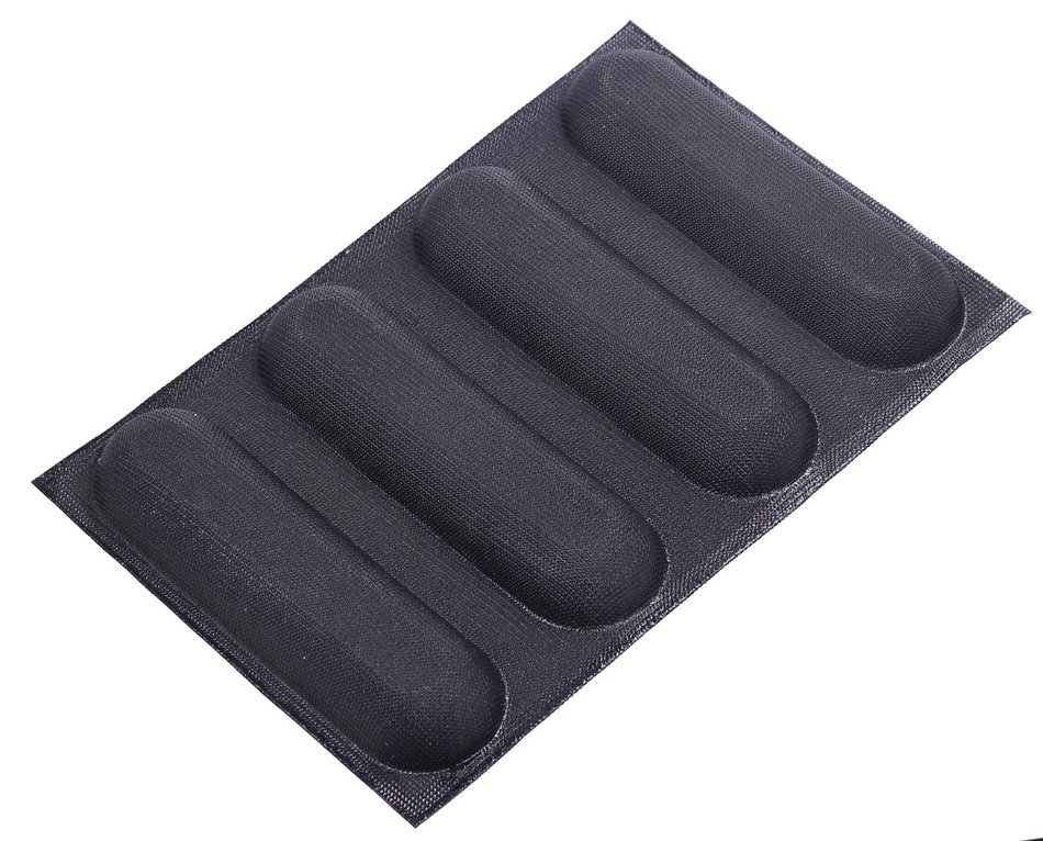 Dltsli Silicone Non Stick Perforated Baking Liners Mat Bread Mold Subway Bread Mould (Black,4 Molds) N10