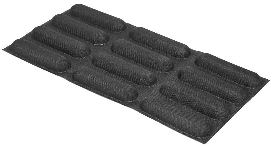 Dltsli Silicone Non Stick Perforated Baking Liners Mat Bread Mold Subway Bread Mould (Black,4 Molds) N12