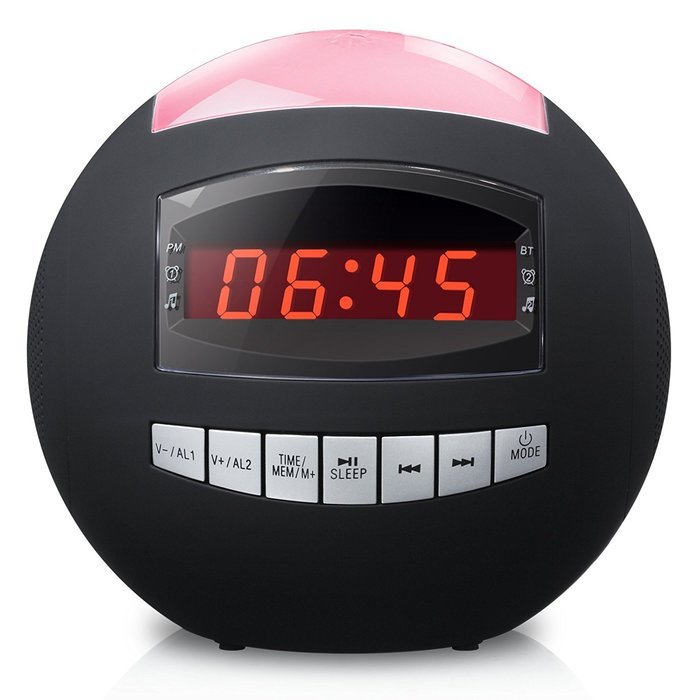 Raynic Dual Alarm Clock Radio|Wireless Bluetooth Speaker w/ USB Charging Port, Multi-Color LED Night Light, Snooze... N7