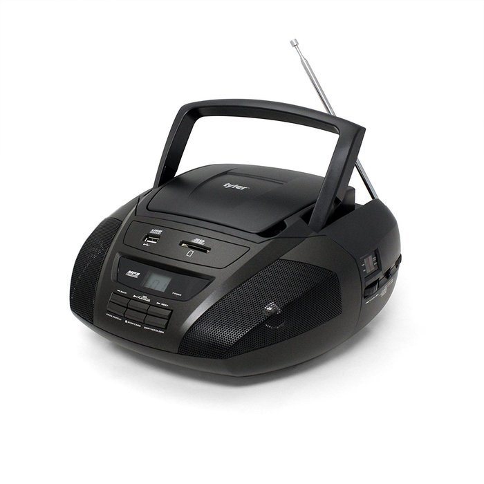 Tyler Portable Stereo MP3/CD Boombox Player TAU102-BK with Mega Bass Sound, Text Display, AM/FM Stereo, USB/SD... N4