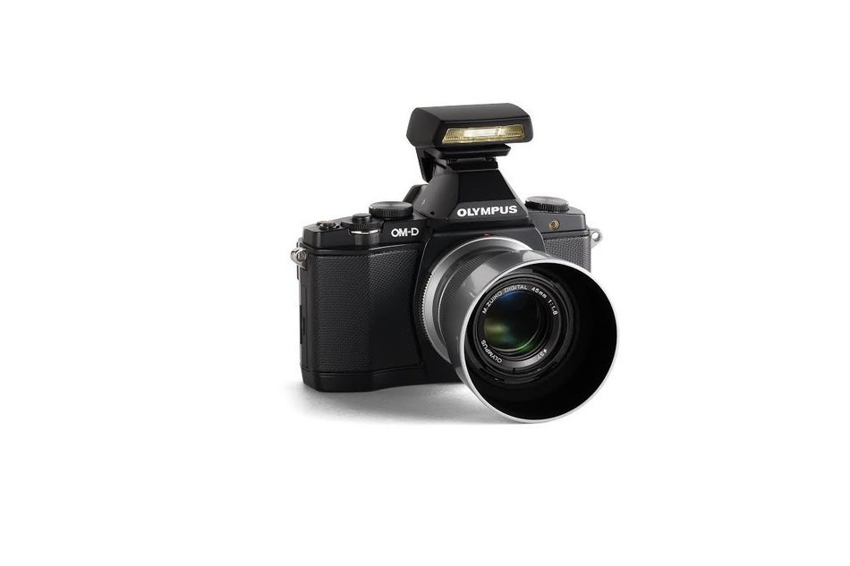 Olympus OM-D E-M5 Mirrorless Digital Camera with M. Zuiko 45mm f/1.8 Lens and FL-LM2 Flash Premium Edition Bundle... N2