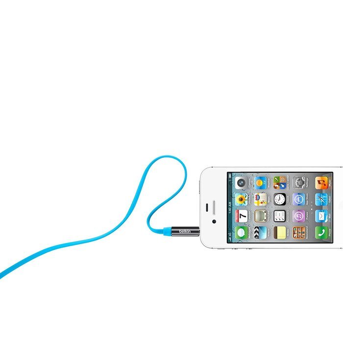 Belkin MiXiT Tangle-Free Aux / Auxiliary Cable, 3 Feet (Blue) N2