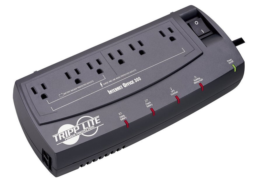 Tripp Lite INTERNETOFFICE300 300VA 150W UPS Desktop Battery Back Up Compact 120V RJ45, 6 Outlets
