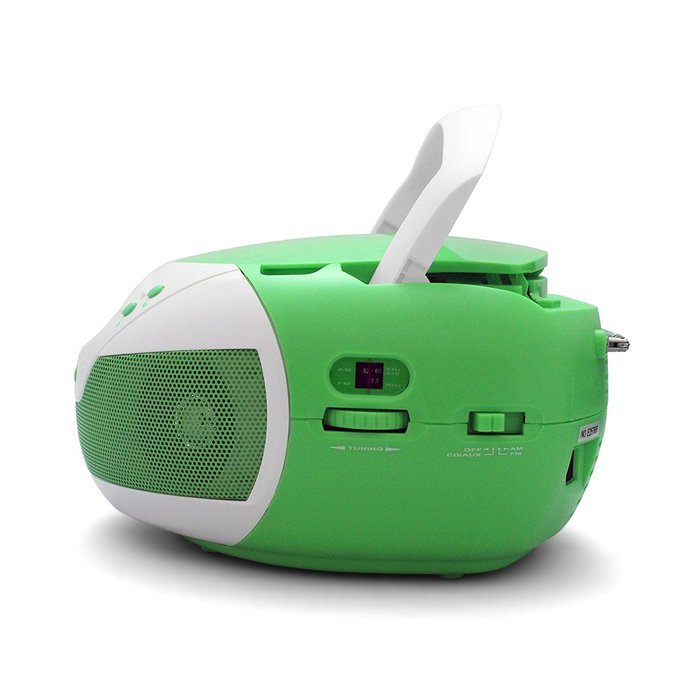 Tyler Portable Neon Green Stereo CD Player with AM/FM Radio and Aux & Headphone Jack Line-In (TAU105-NGRN) N5