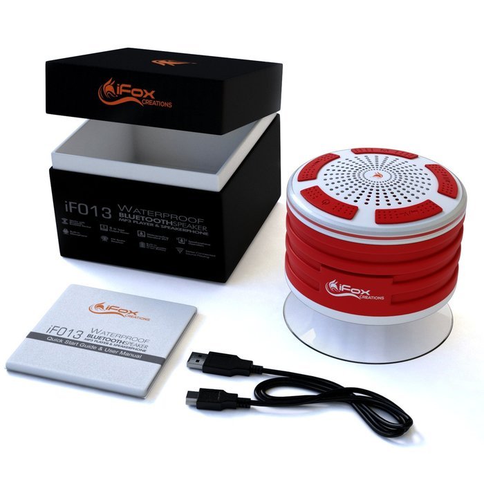 iFox iF013 Bluetooth Shower Speaker - Certified Waterproof. Wireless Speakerphone Pairs To All Bluetooth Devices... N30