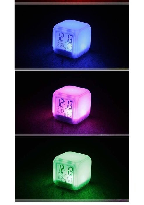 SIS 7-Colour LED Changing Digital Alarm Clock with snooze,music and Large Display-White