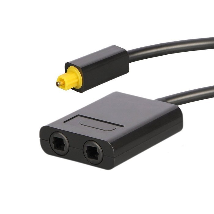 Conwork 1x2 Toslink Fiber Optic Digital Optical Audio Splitter Adapter 1 input 2 Output -Black N2