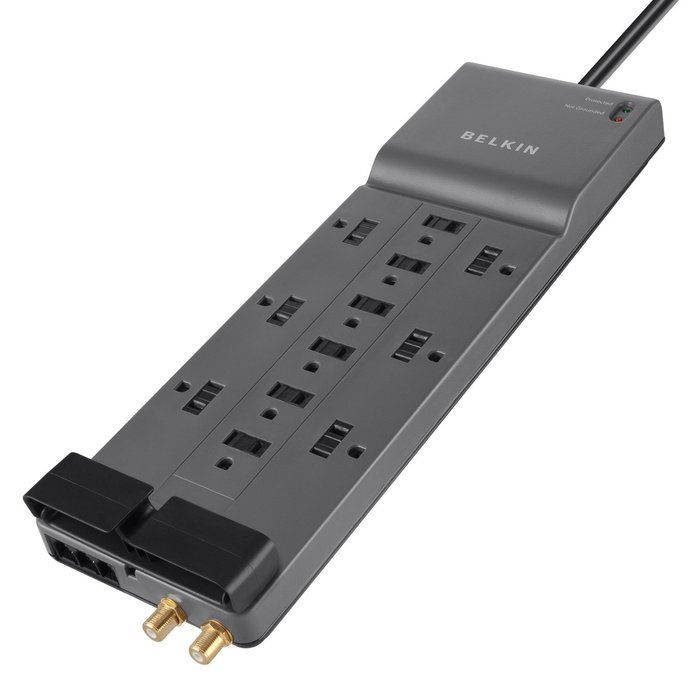 Belkin 12-Outlet Power Strip Surge Protector with 10-Foot Cord and Telephone, Ethernet, Coaxial Protection, BE112234-10 N6