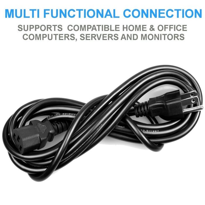 3 Pack - 3ft High Performance Premium Power Supply Cable NEMA5-15P to IEC C13 - Universal Connection Supports... N5