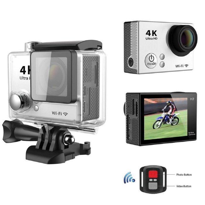 Sport Camera, TONSEE Waterproof H2R Super Slim Ultra HD 4K Video Sport Camera Remote Control, Silver N3