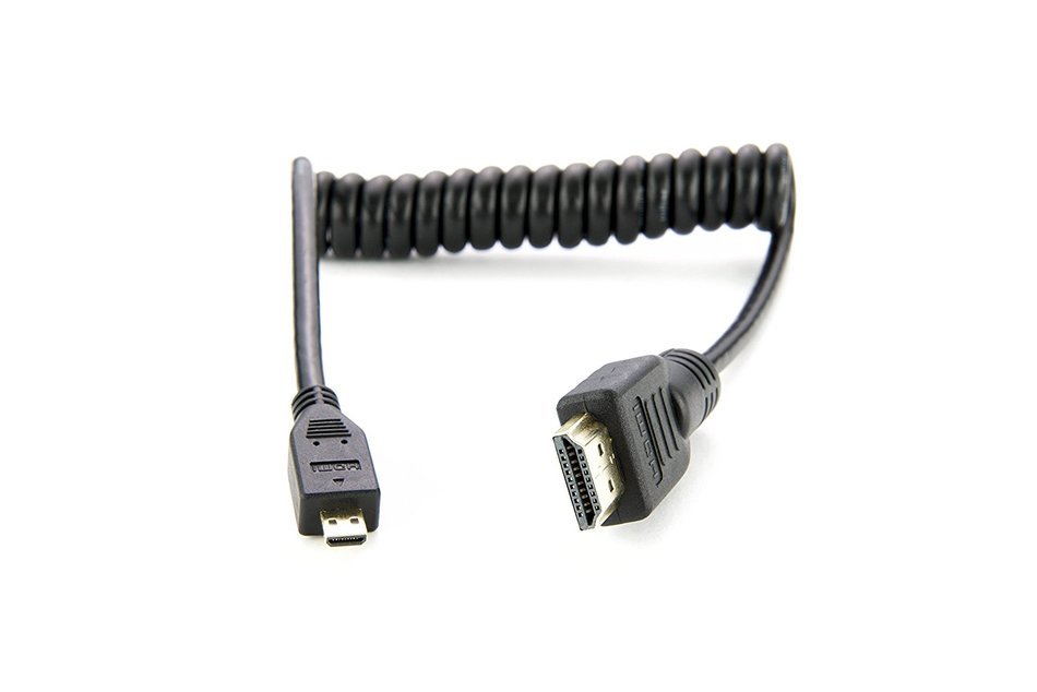 Atomos 30cm (11.81") Coiled Micro HDMI to Full HDMI Cable, Extends Up to 17.72"
