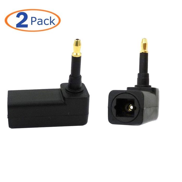 Lemeng 2-Pack Digital Fiber Optic Toslink Right Angle 90 Degree Female to 3.5 mm Mini Male Optical Audio Connector... N5