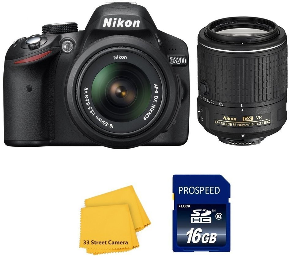 Nikon D3200 Digital SLR Camera with Nikon 18-55mm VR Lens and Nikon 55-200mm VR II Lens