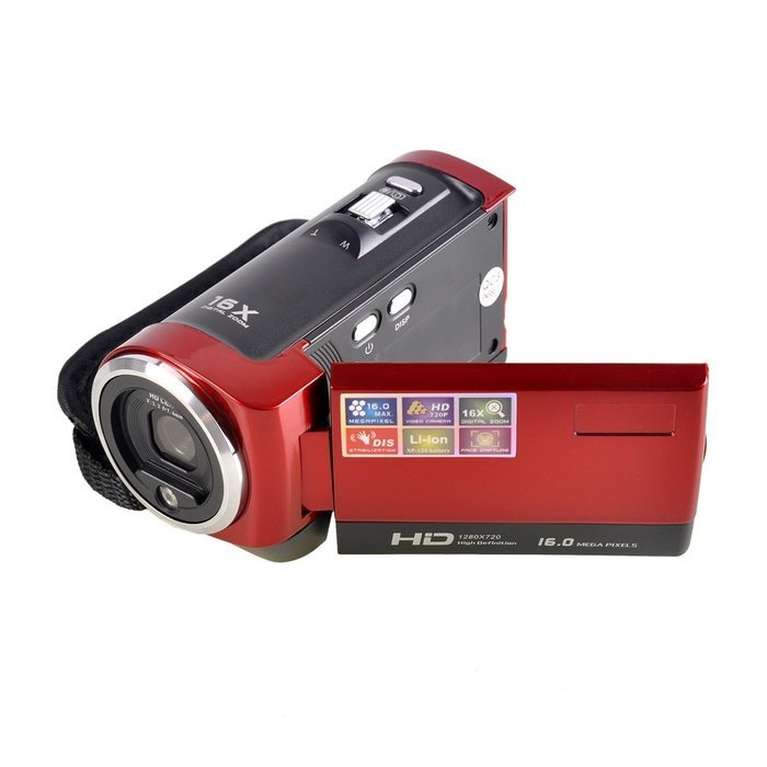 PowerLead CAM06 720P 16MP 2.7-Inch TFT LCD 16x Zoom DV DVR Digital Video Camcorder - Black and Red N10