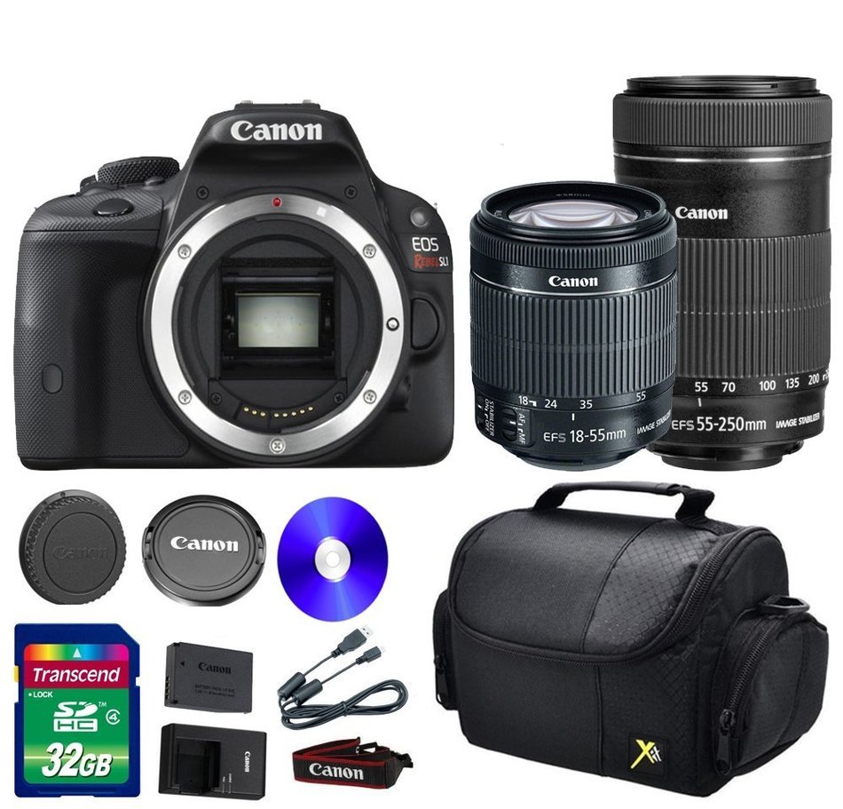 Deluxe Kit For SL1DSLR Camera +18-55mm IS STM Lens +EF-S 55-250mm f/4-5.6 IS STM Lens + 32 GB SDHC Memory Card...