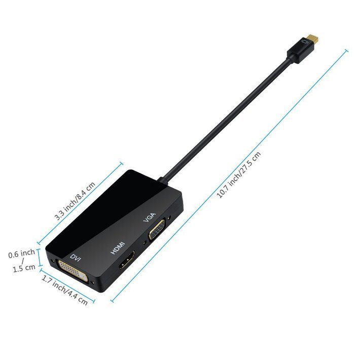 OMorc 3-in-1 Mini DisplayPort (Thunderbolt) to DVI VGA HDMI TV Adapter Cable for Apple iMac and MacBook Surface... N12