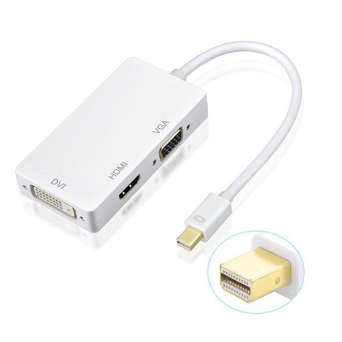 OMorc 3-in-1 Mini DisplayPort (Thunderbolt) to DVI VGA HDMI TV Adapter Cable for Apple iMac and MacBook Surface... N14