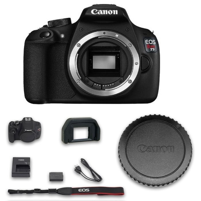 Canon T5 Camera (Body Only - No Lenses) + All Original Accessories Included - International Version