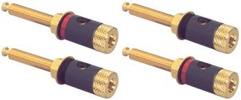 Parts Express Binding Post Banana Jack with 1" Thread 2 Pair Black Gold N3