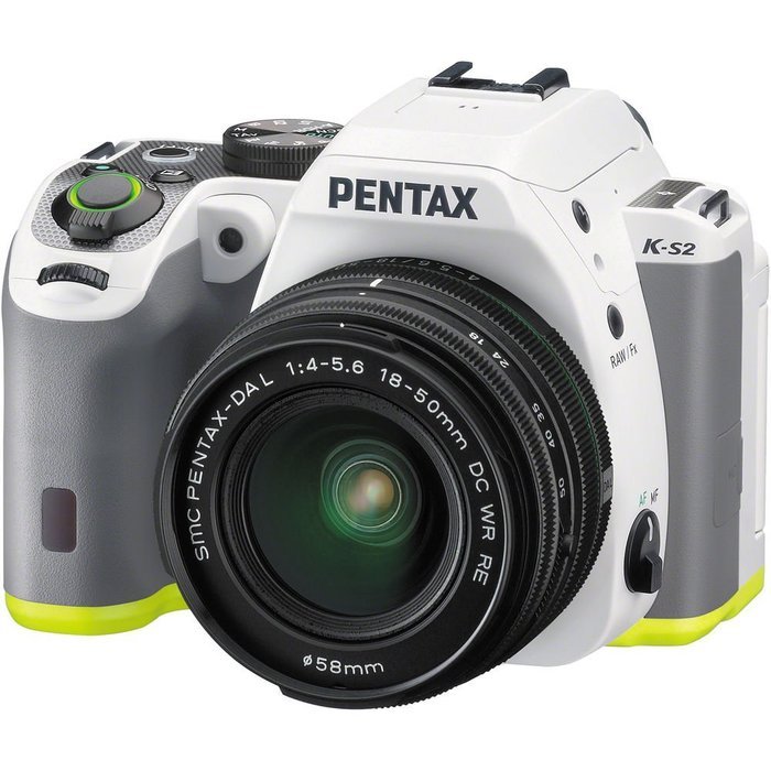 Pentax 20MP Weatherized SLR with Lens Kit, White (K-S2 SLR lens kitw/18-50mm WR white/lime)