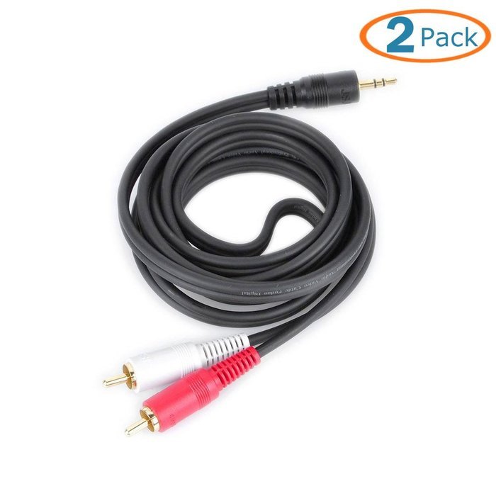 HTTX Gold Plated 3.5mm to 2RCA Male Stereo Audio Cable Splitter 9 Feet (2-Pack) N2