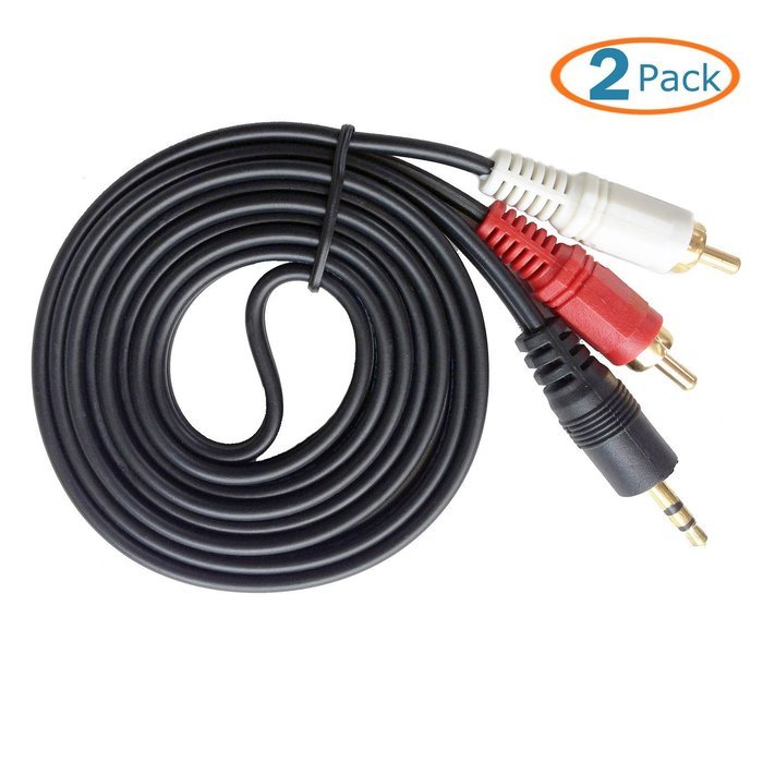 HTTX Gold Plated 3.5mm to 2RCA Male Stereo Audio Cable Splitter 9 Feet (2-Pack) N3
