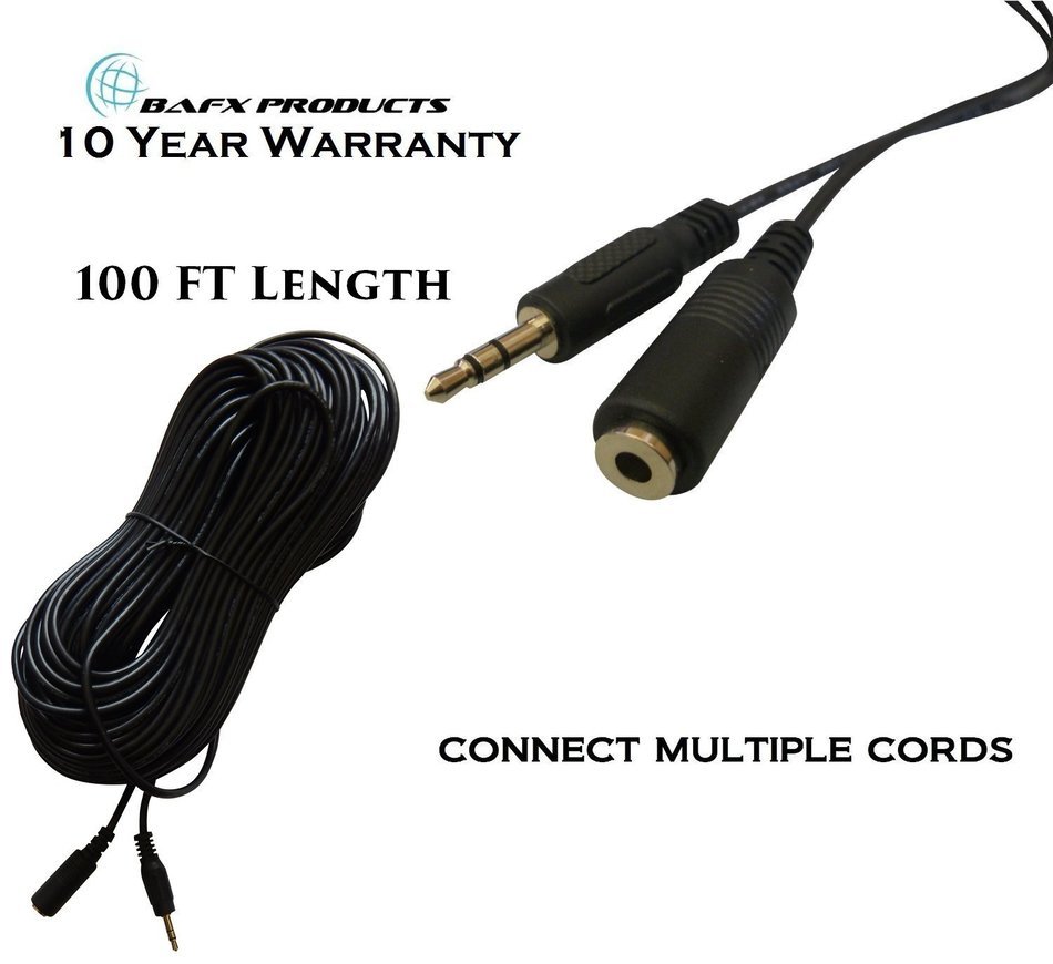 BAFX Products&reg; - 25 Foot - Shielded - Headphone Stereo Audio Extension - 3.5mm Jack - (M/F) Male to Female - Nickel... N8