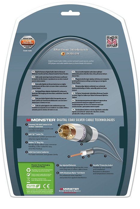 Monster Silver Advanced Performance Digital Coax Audio Cable - 8 ft. N3