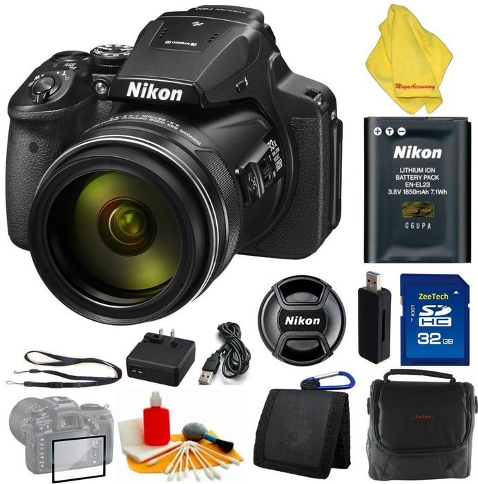 Nikon COOLPIX P900 Digital Camera with 83x Optical Zoom and Built-In Wi-Fi(Black)+ Case+32 GB Card+Reader + 6pc...