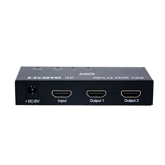 Aoken 1x8 8 Ports HDMI Powered Splitter for Full HD 1080P & 3D Support (One Input To Eight Outputs) N8