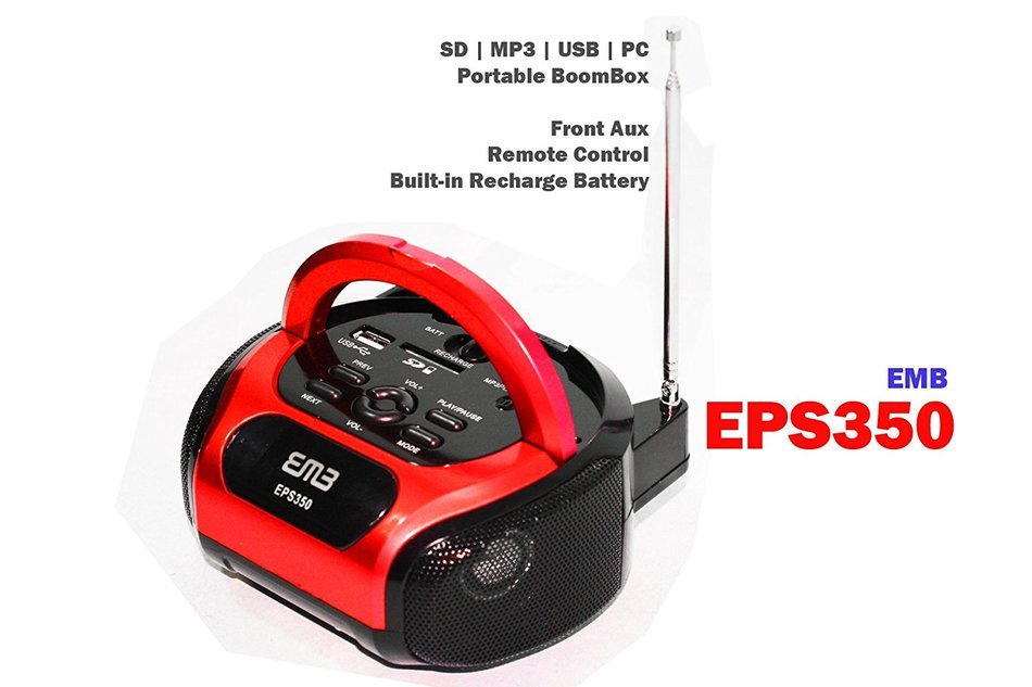 EMB Eps350 Sd/Mp3/Usb/Pc Portable Boombox Red N2