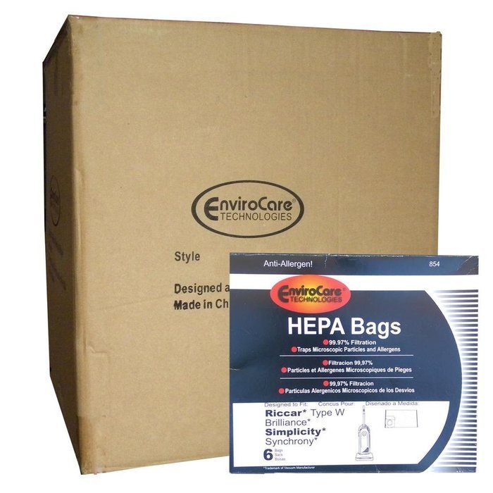 6 (1 Pkg) Type W HEPA Allergy Bags fit Riccar Brillance BRLP BRLD BRLS Simplicity Synchrony SCRP, SCRD, SCRS,... N3