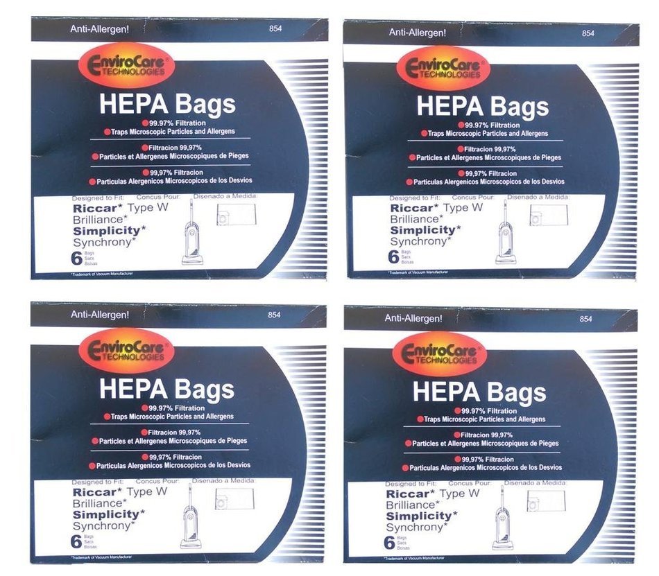 6 (1 Pkg) Type W HEPA Allergy Bags fit Riccar Brillance BRLP BRLD BRLS Simplicity Synchrony SCRP, SCRD, SCRS,... N4