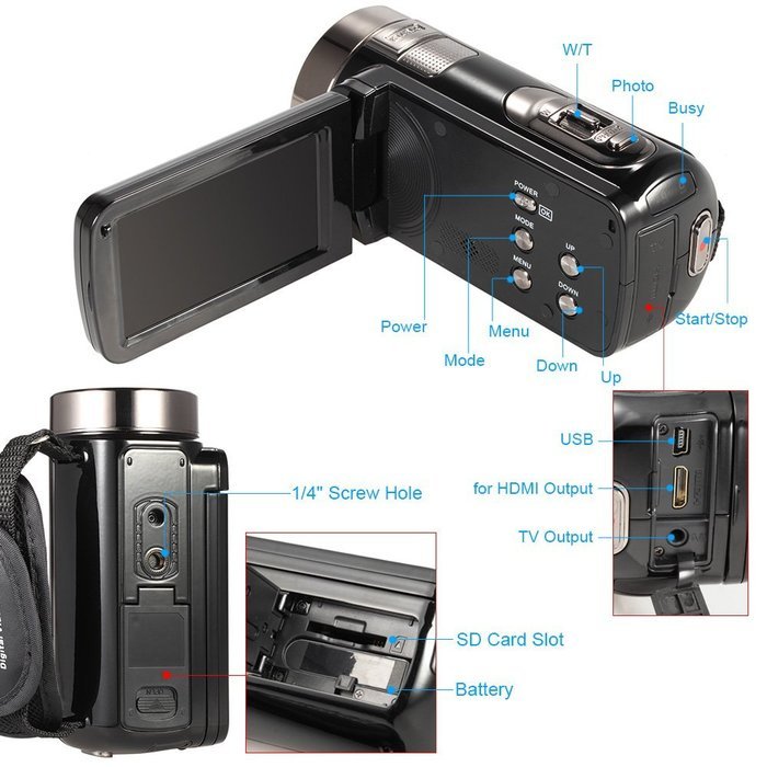 Andoer&reg; Digital Video Camera Camcorder 3.0" LCD Touch Screen DV 24MP 1080P Full HD Support for HDMI AV Output... N6
