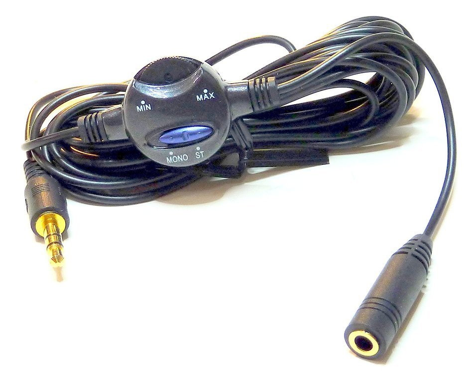 3.5mm Stereo Extension Cord w/ Volume Control & Mono / Stereo Switch - 10' : 70-023 (1) N2