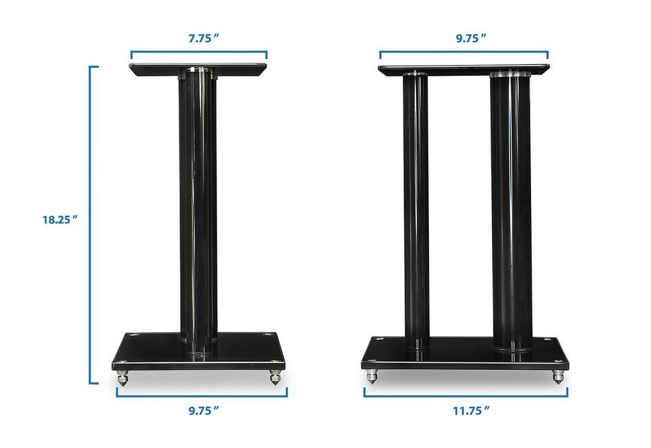 Mount-It! 2 Satellite Speaker Stands for Surround Sound Home Theaters, Glass and Aluminum, Black (MI-28) N3
