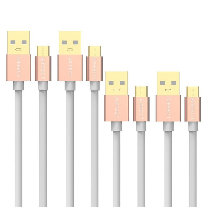 AIFFECT 4 Pack High Speed Micro USB 2.0 Cable Sync Data and Charging Cord for Samsung, HTC, Motorola, Nokia, Android... N2